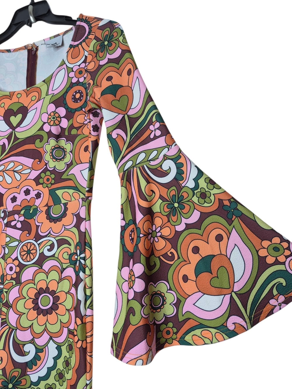 Smak Parlour 70s Retro Psychedelic Floral Bell Sleeve Jumpsuit Womens Small - Picture 4 of 9
